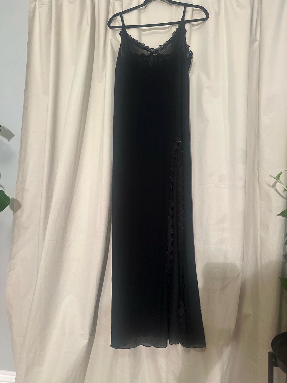 Urban Outfitters Black Lace-Trim Maxi Slip Skirt